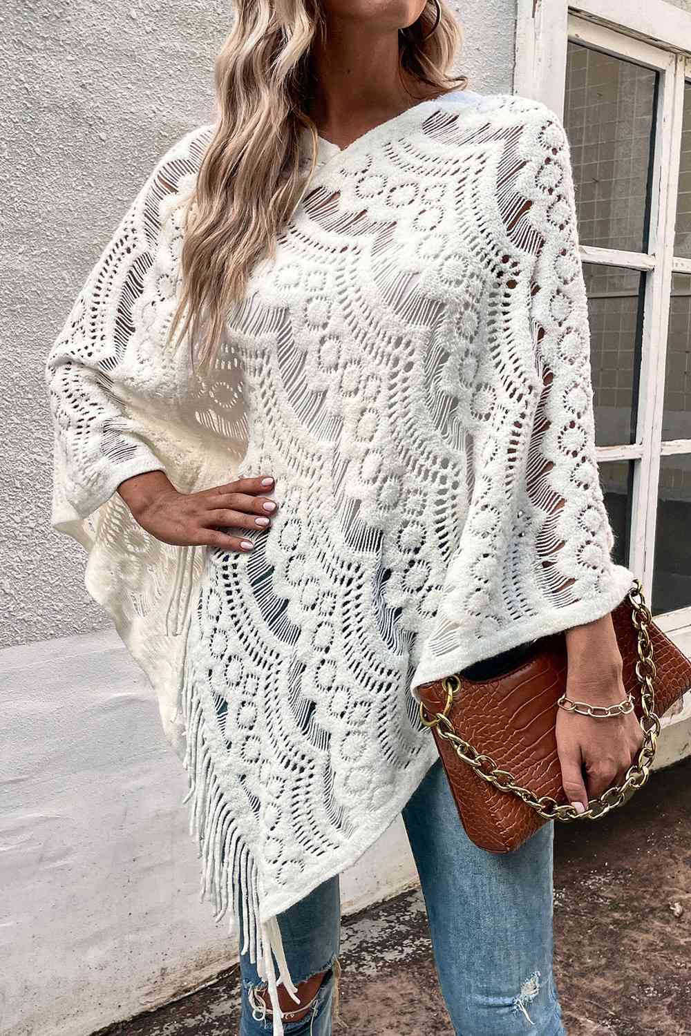 Poncho Calado Detalle Flecos