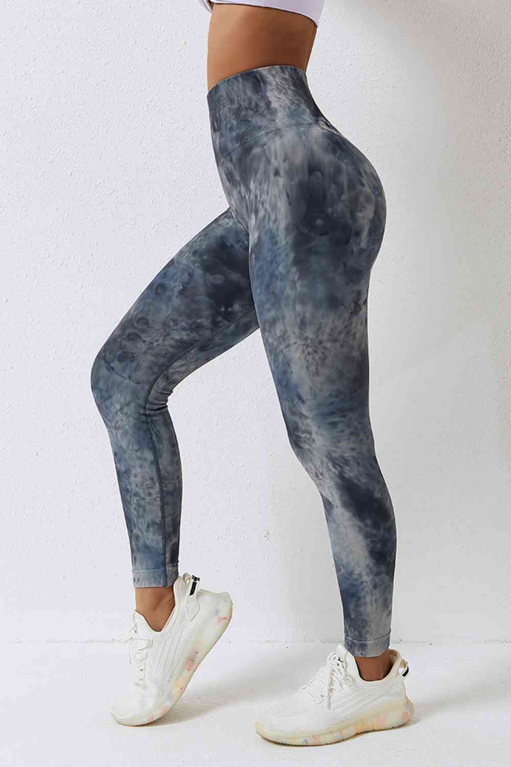 Pantalones deportivos largos con efecto tie-dye y cintura alta