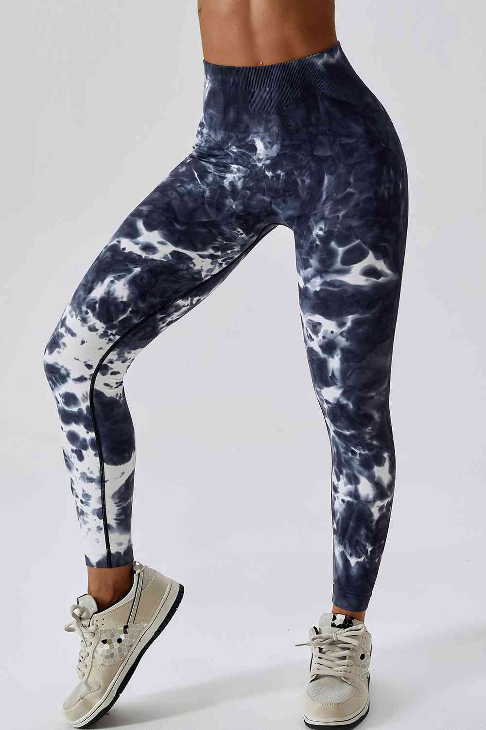 Pantalones deportivos largos con efecto tie-dye y cintura alta