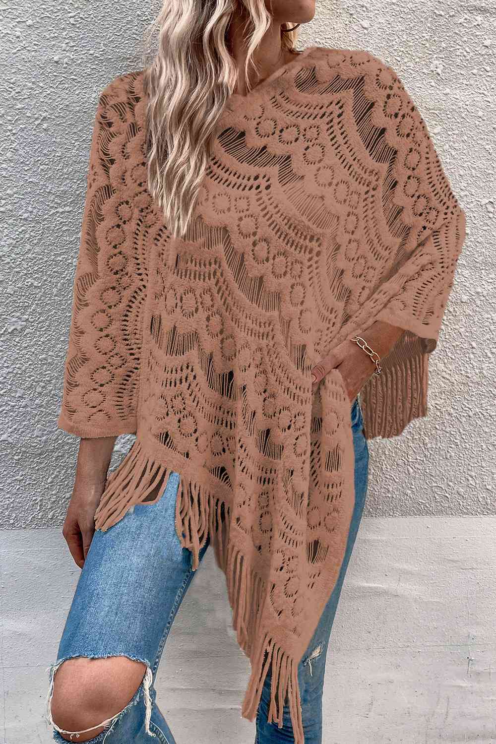 Poncho Calado Detalle Flecos