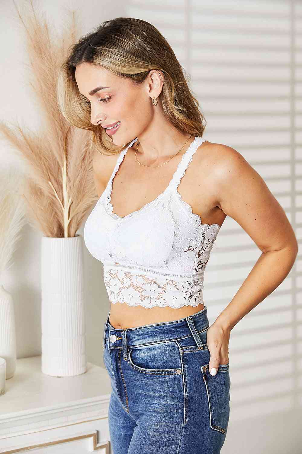 JadyK Juliette Bralette de encaje cruzado de tamaño completo