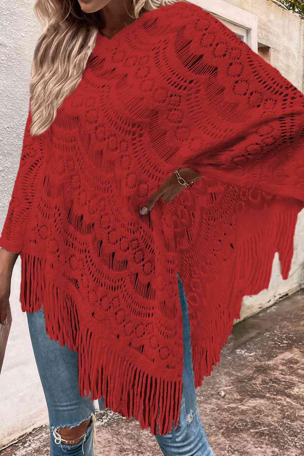 Poncho Calado Detalle Flecos