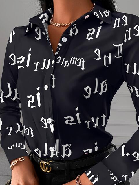 Camisa de manga larga con cuello estampado