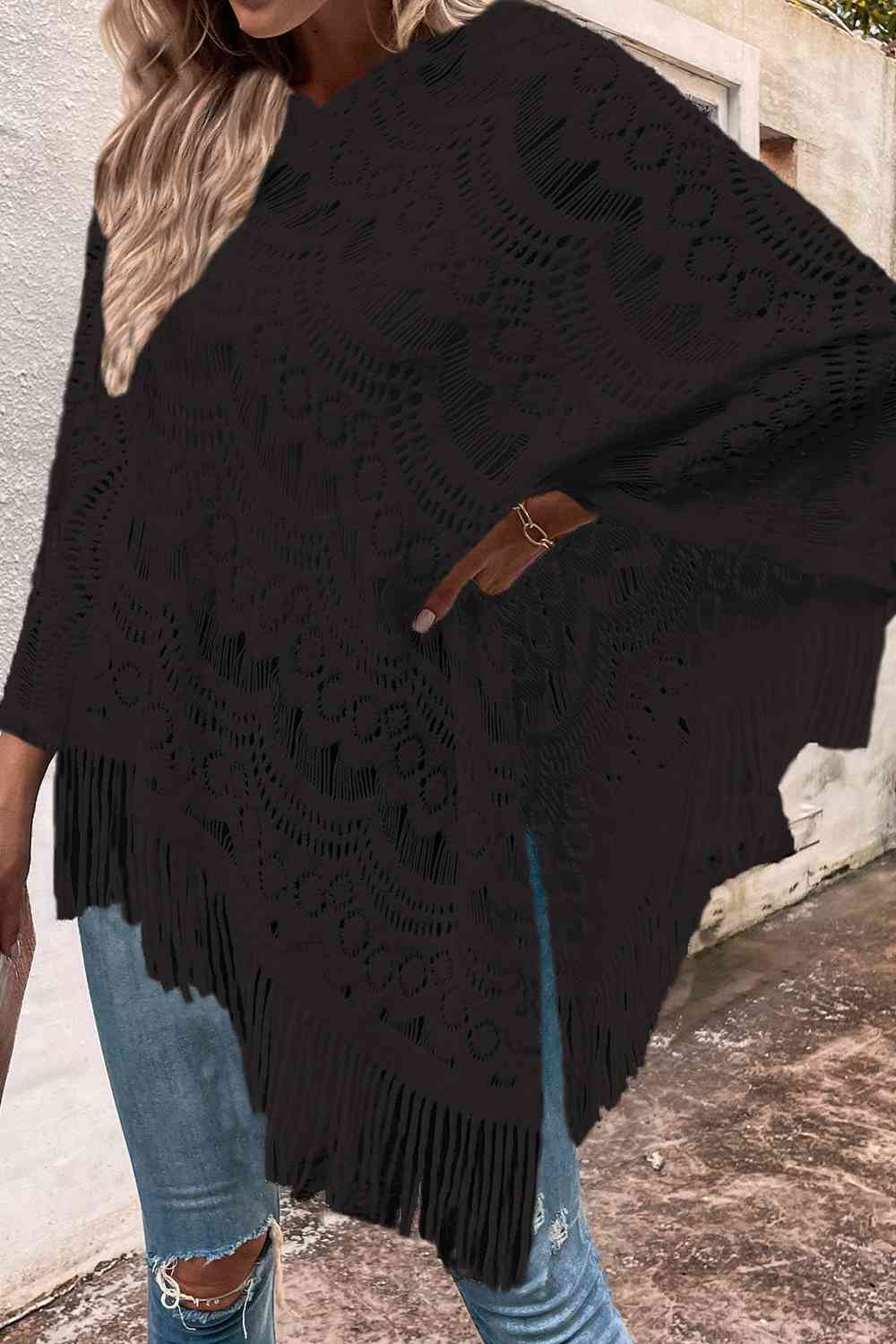 Poncho Calado Detalle Flecos