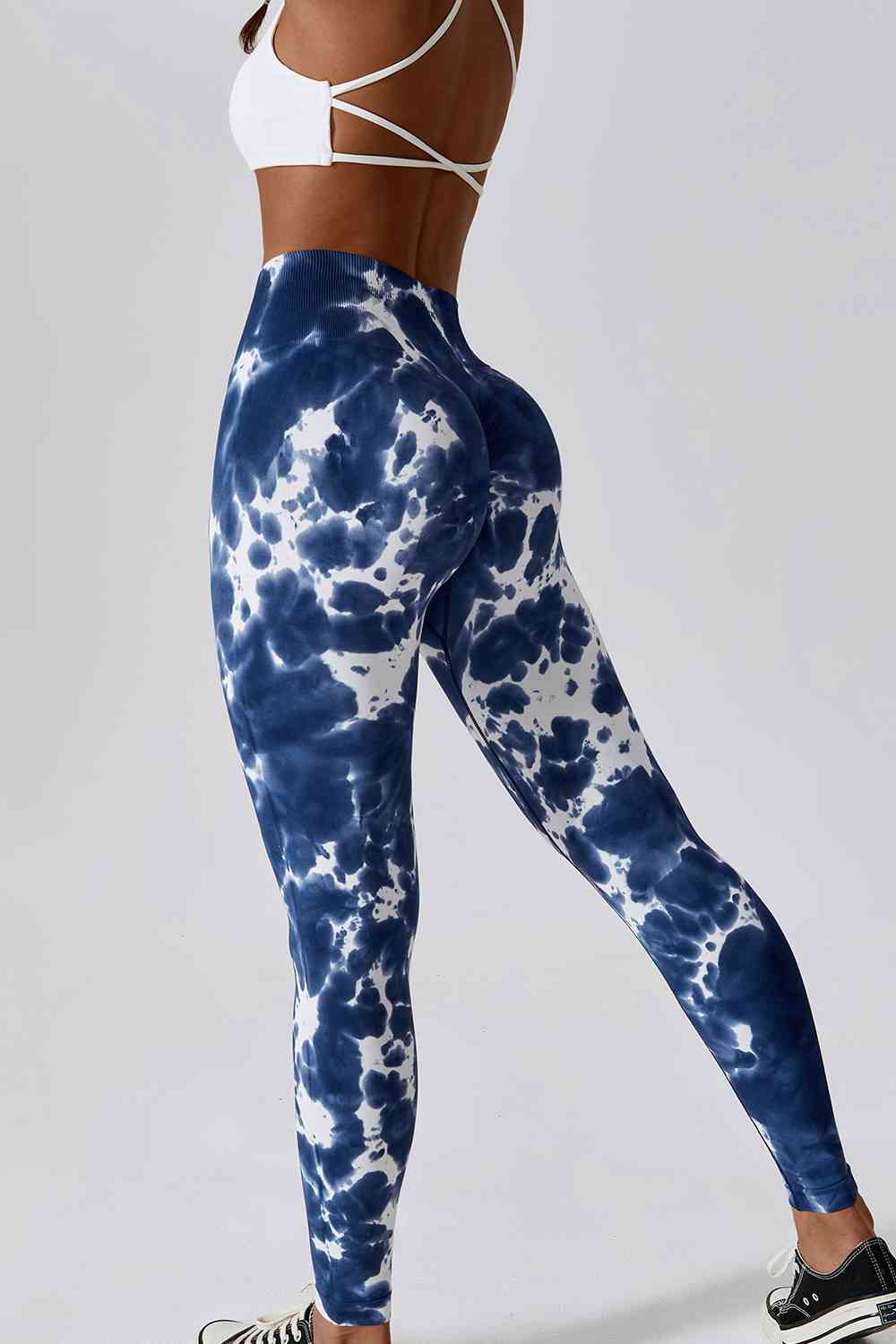 Pantalones deportivos largos con efecto tie-dye y cintura alta