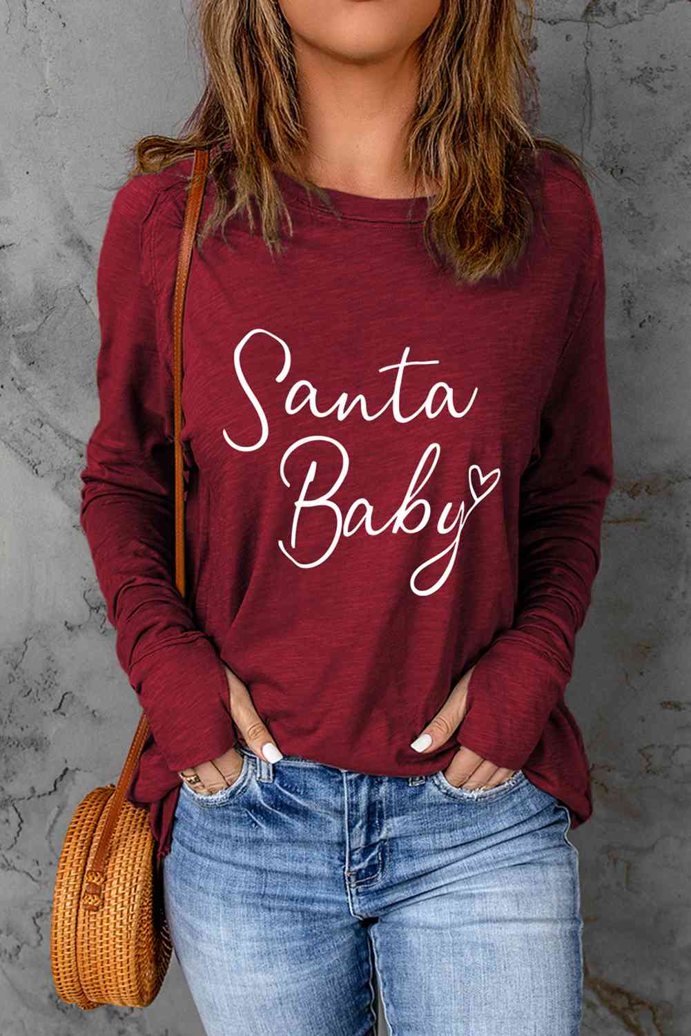 Camiseta de manga larga gráfica SANTA BABY