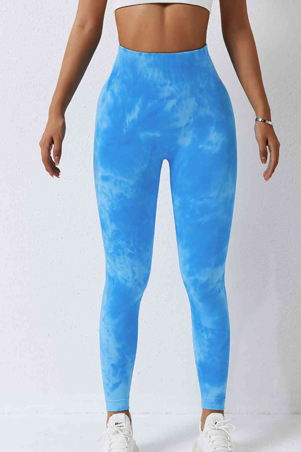 Pantalones deportivos largos con efecto tie-dye y cintura alta