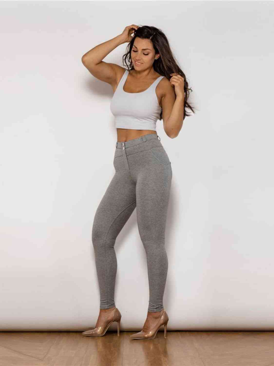 Leggings de cintura alta con detalle de contraste de tamaño completo