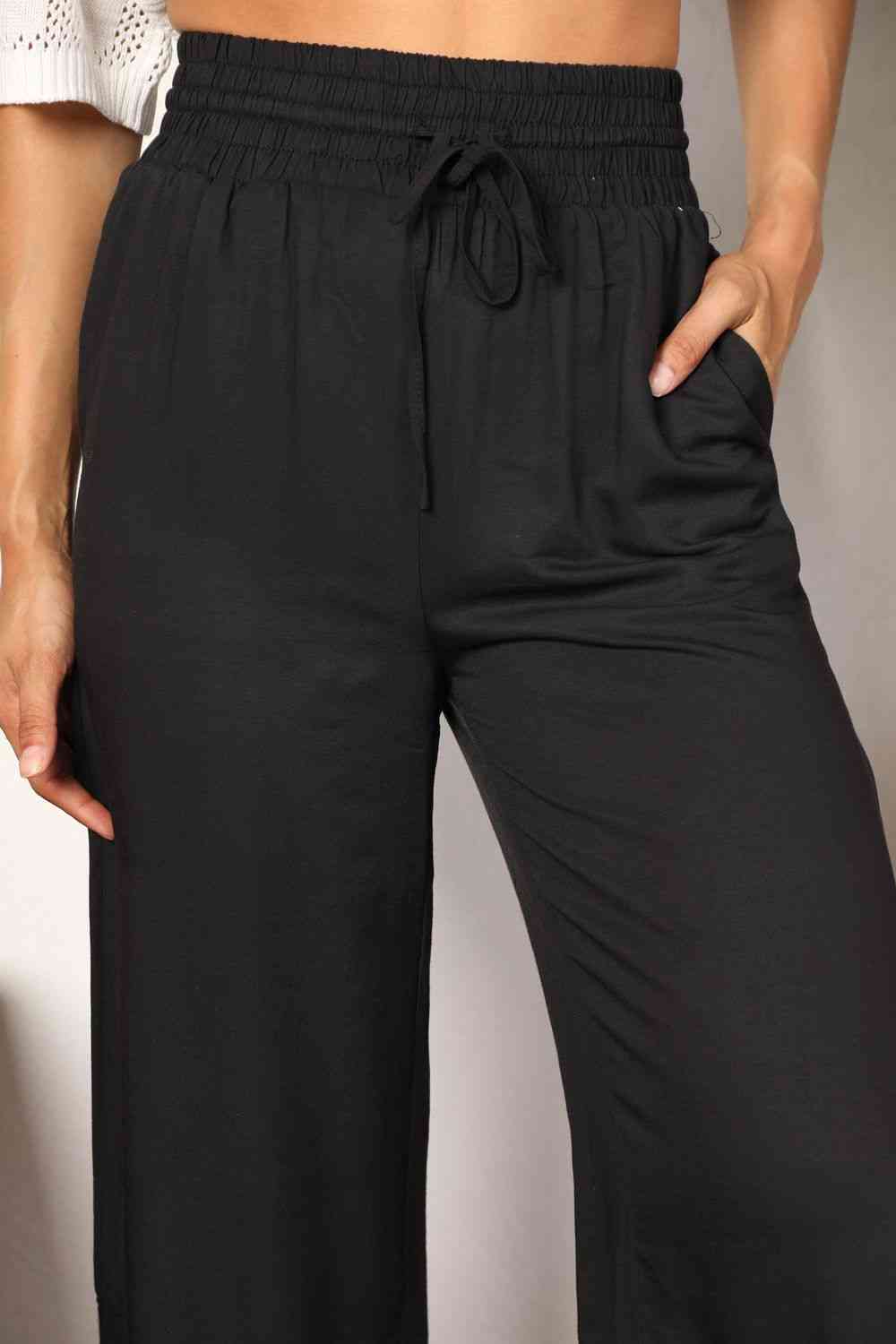 Pantalones anchos con cintura fruncida y cordón de Double Take