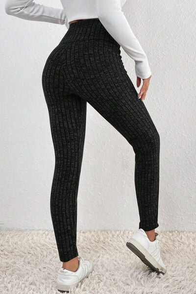 Leggings de cintura alta acanalados