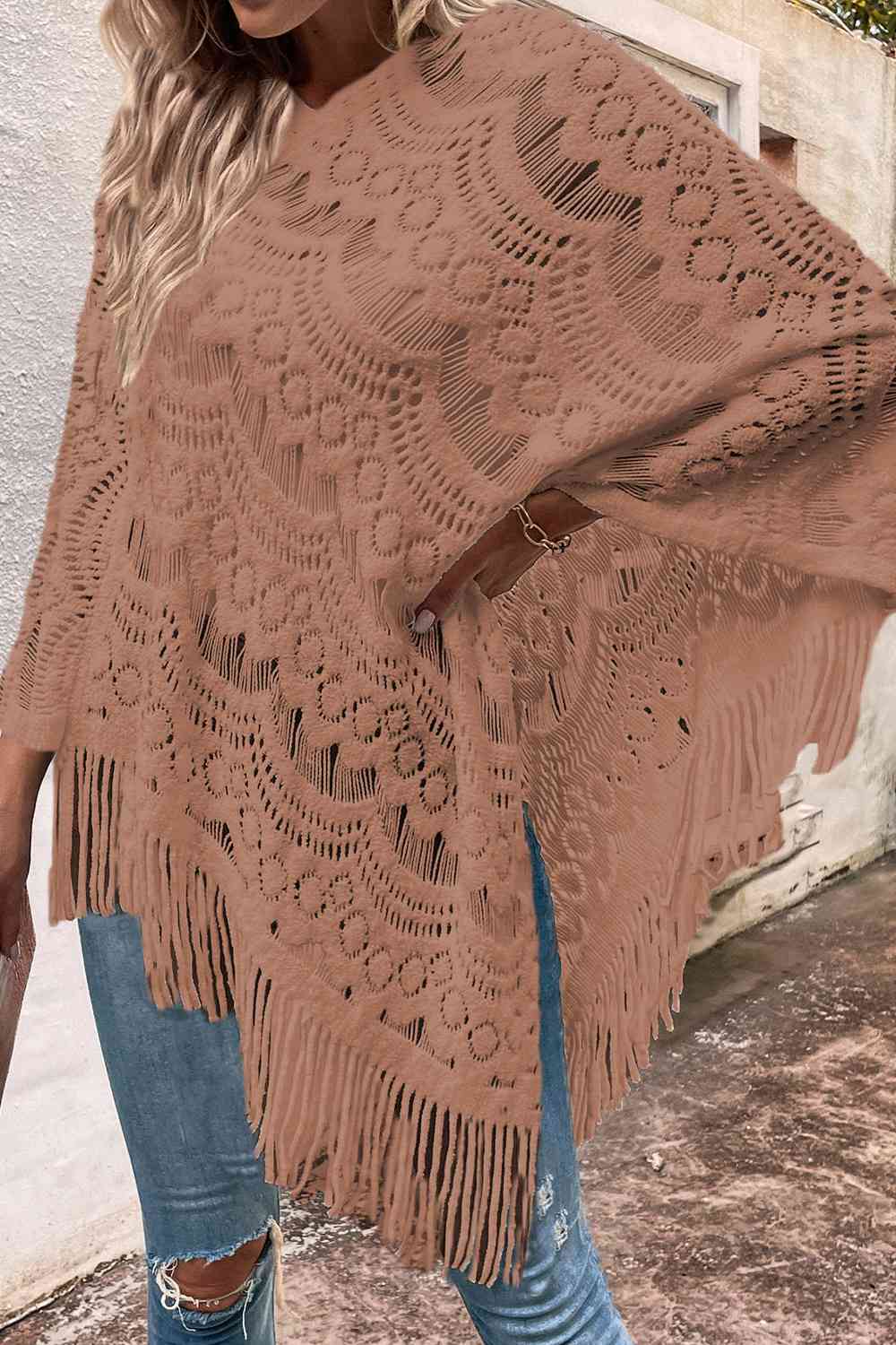 Poncho Calado Detalle Flecos