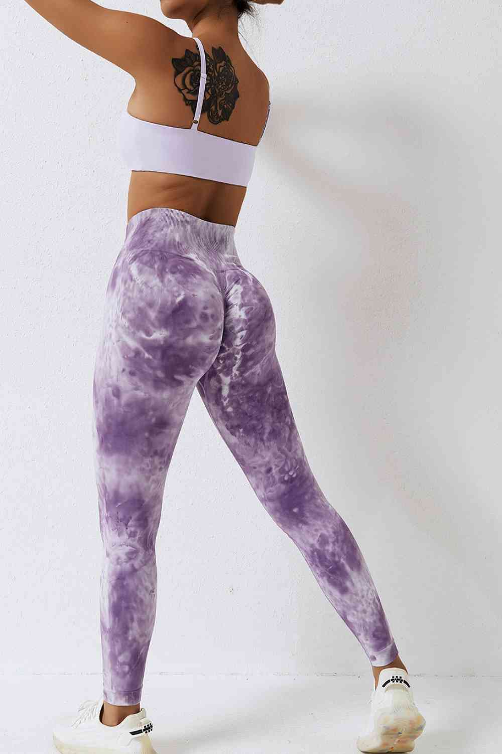 Pantalones deportivos largos con efecto tie-dye y cintura alta