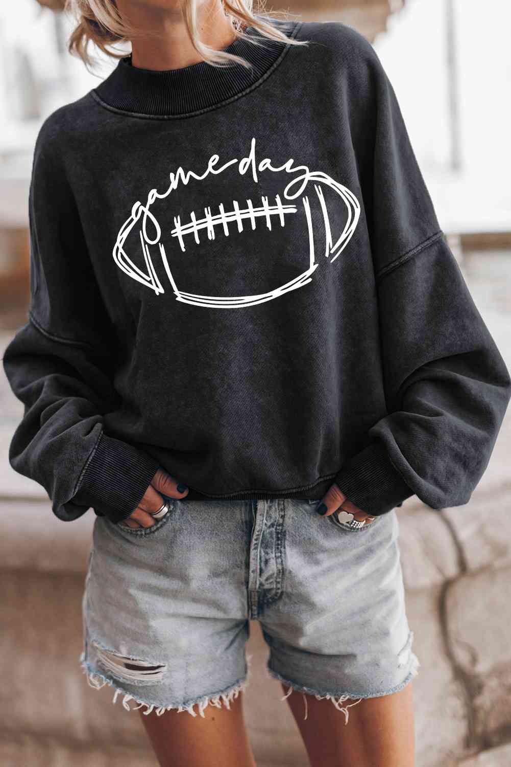 Sudadera con gráfico de FÚTBOL de manga larga y cuello redondo