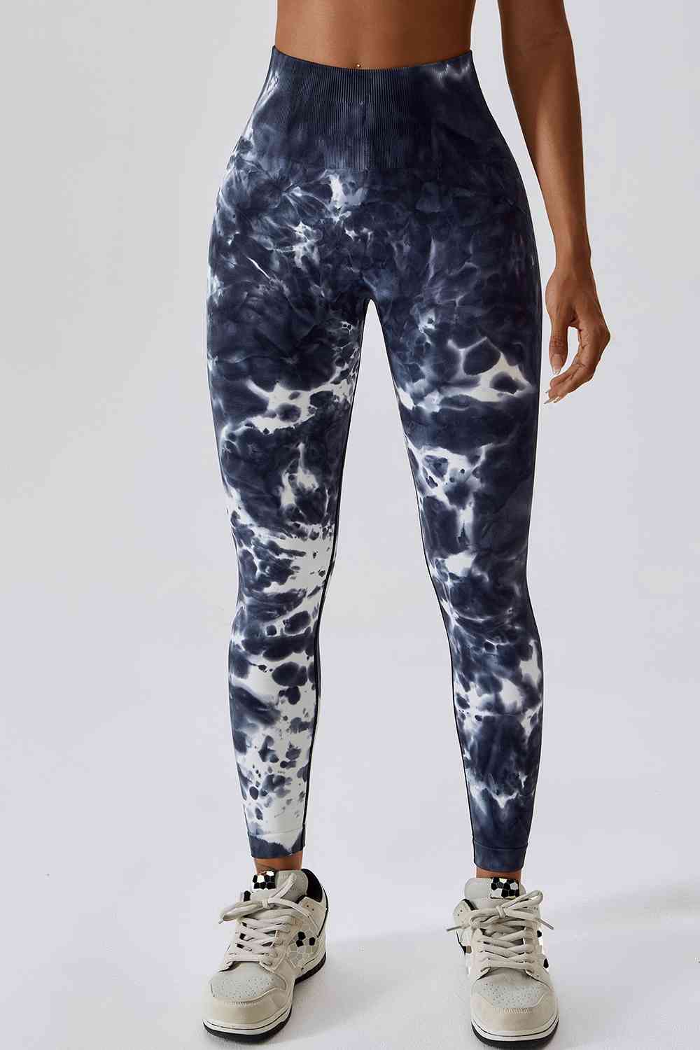 Pantalones deportivos largos con efecto tie-dye y cintura alta