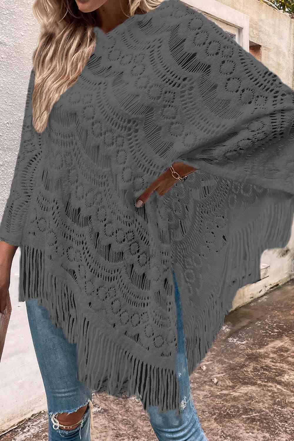 Poncho Calado Detalle Flecos