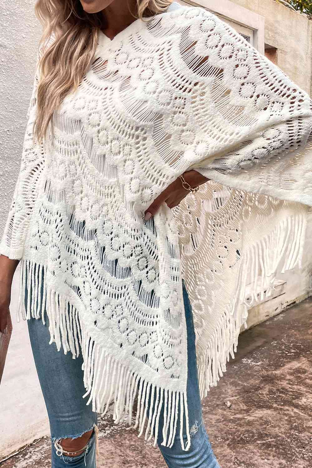 Poncho Calado Detalle Flecos