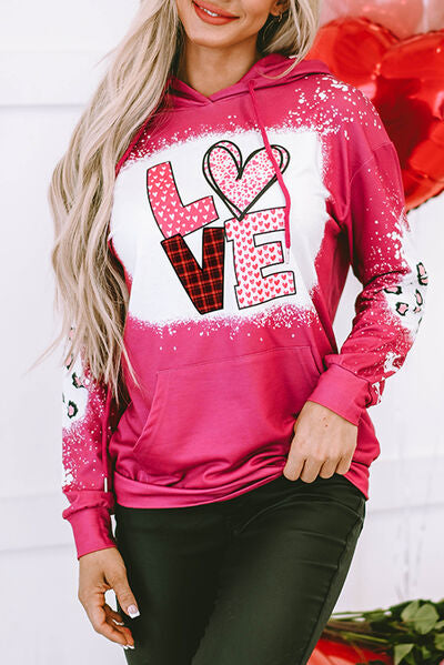 Sudadera con capucha y hombros caídos con cordón y corazón LOVE