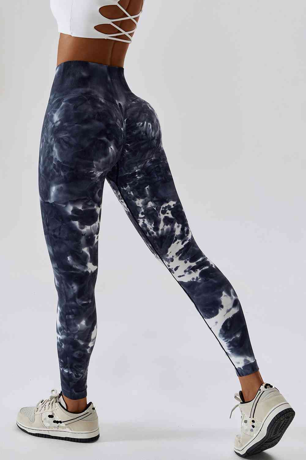 Pantalones deportivos largos con efecto tie-dye y cintura alta