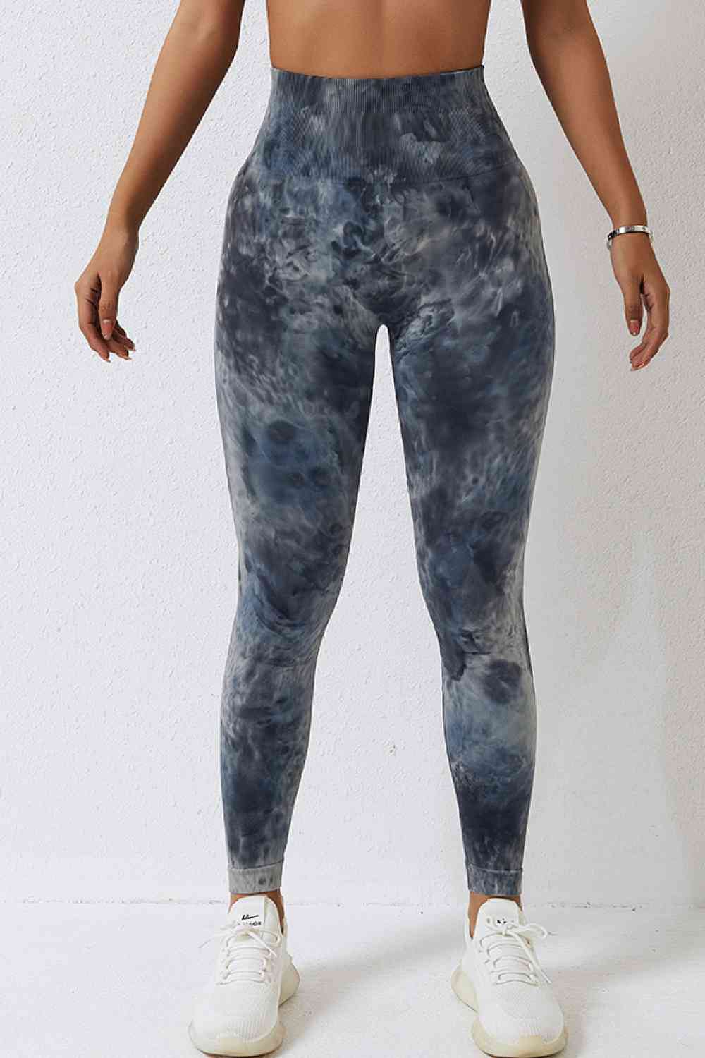 Pantalones deportivos largos con efecto tie-dye y cintura alta