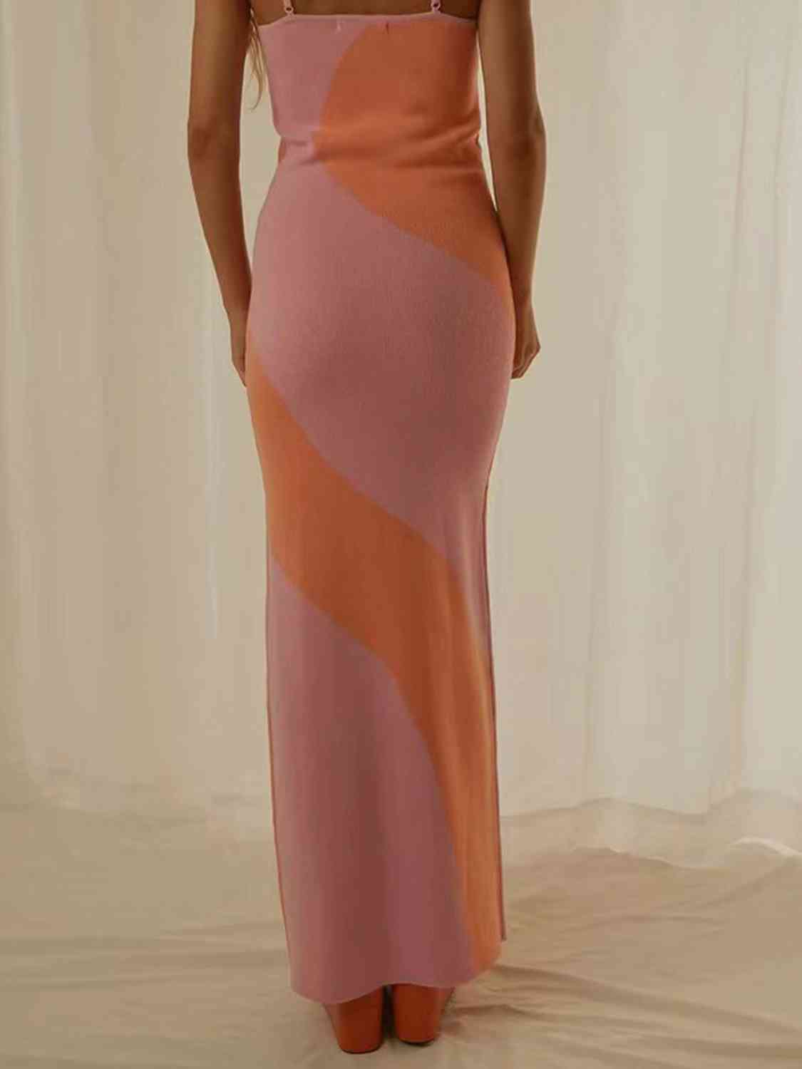 Vestido estilo suéter largo con tirantes finos