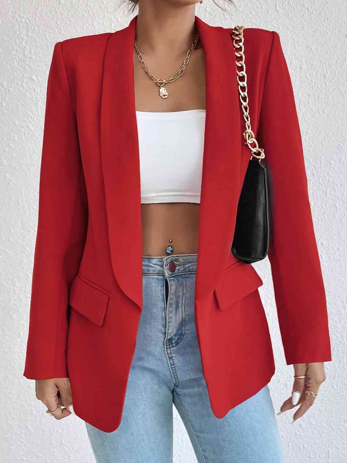 Blazer de manga larga con cuello chal