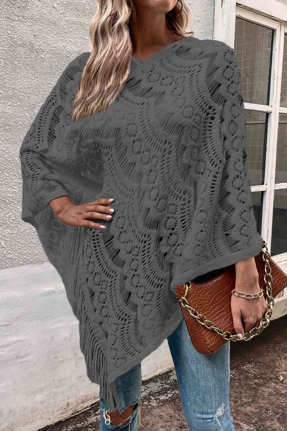 Poncho Calado Detalle Flecos