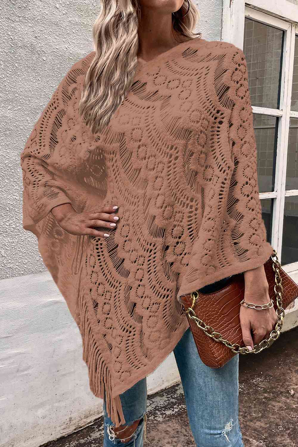 Poncho Calado Detalle Flecos