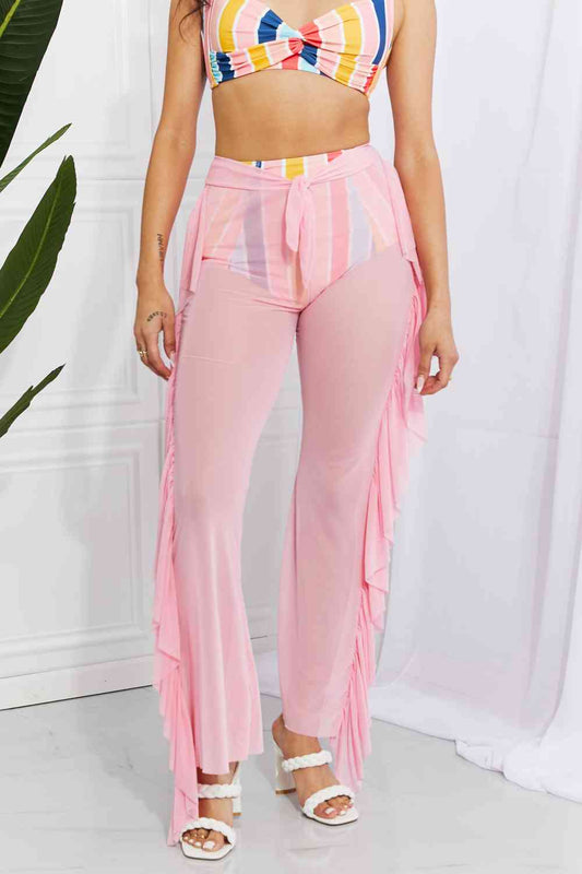 Pantalones tipo pareo de malla con volantes y malla de Marina West Swim Take Me To The Beach