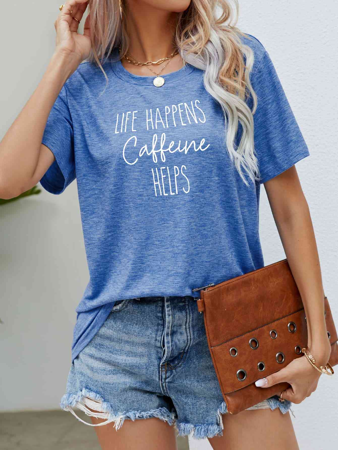 LA VIDA SUCEDE LA CAFEÍNA AYUDA Camiseta gráfica