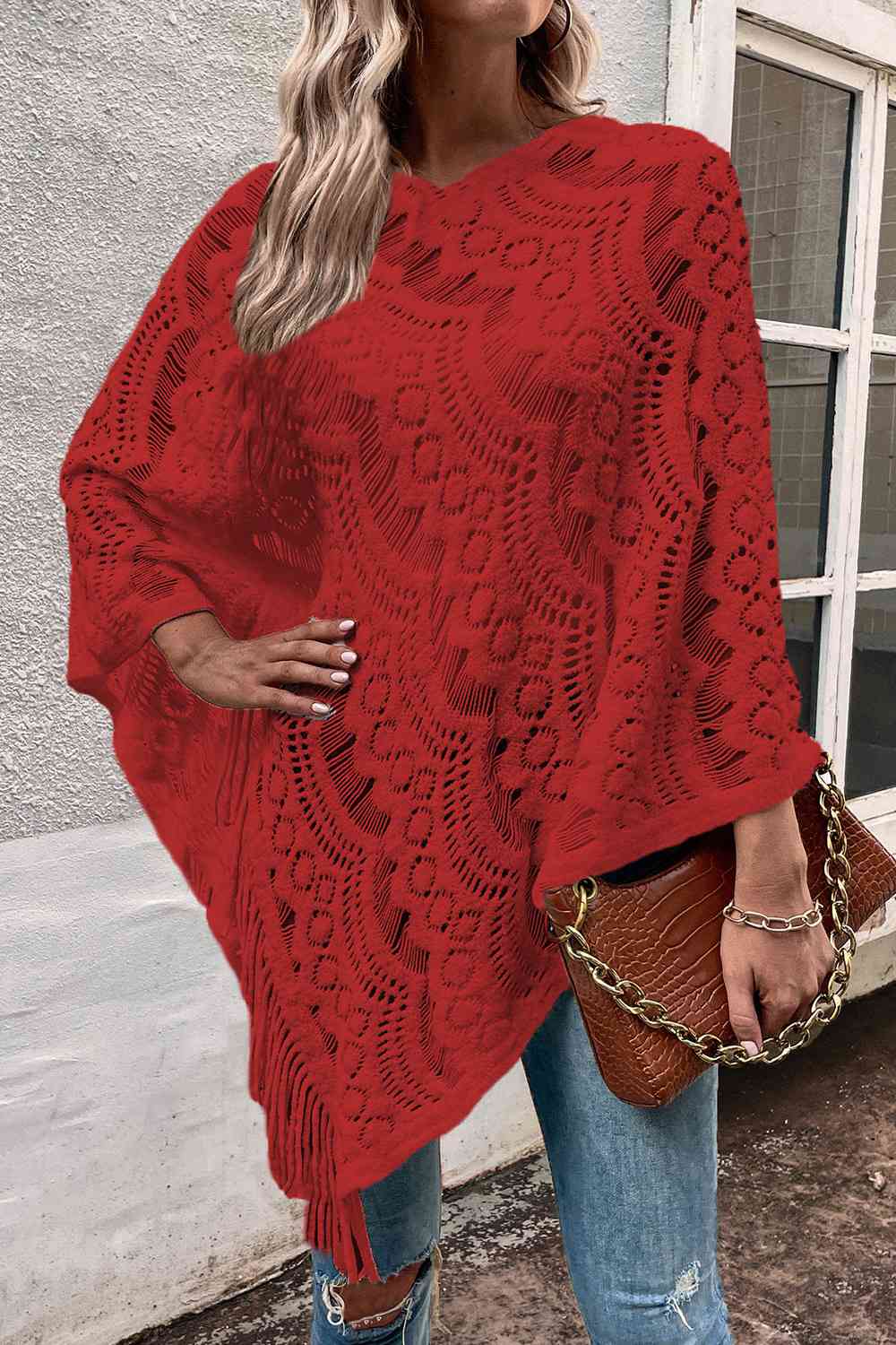 Poncho Calado Detalle Flecos