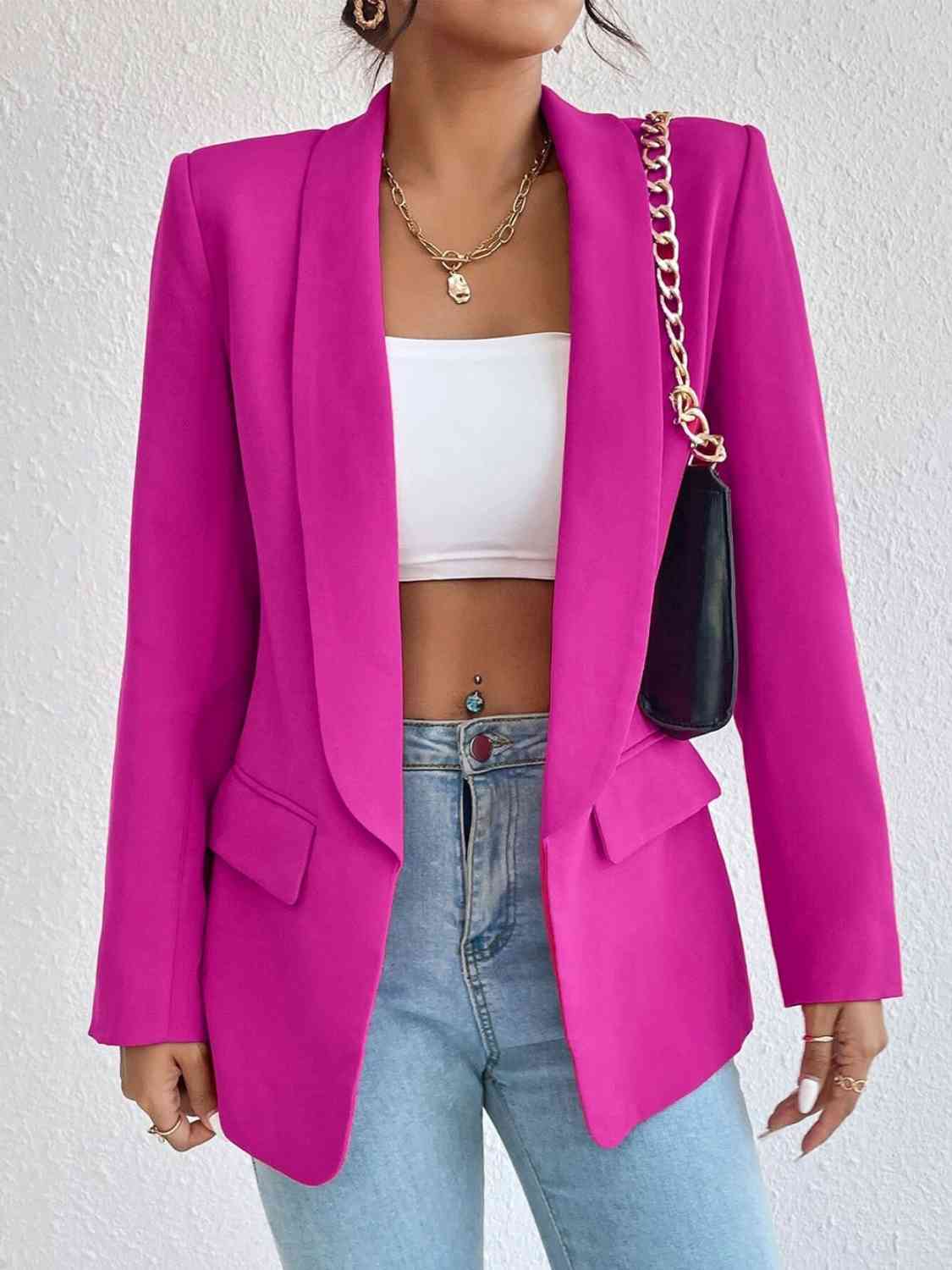 Blazer de manga larga con cuello chal